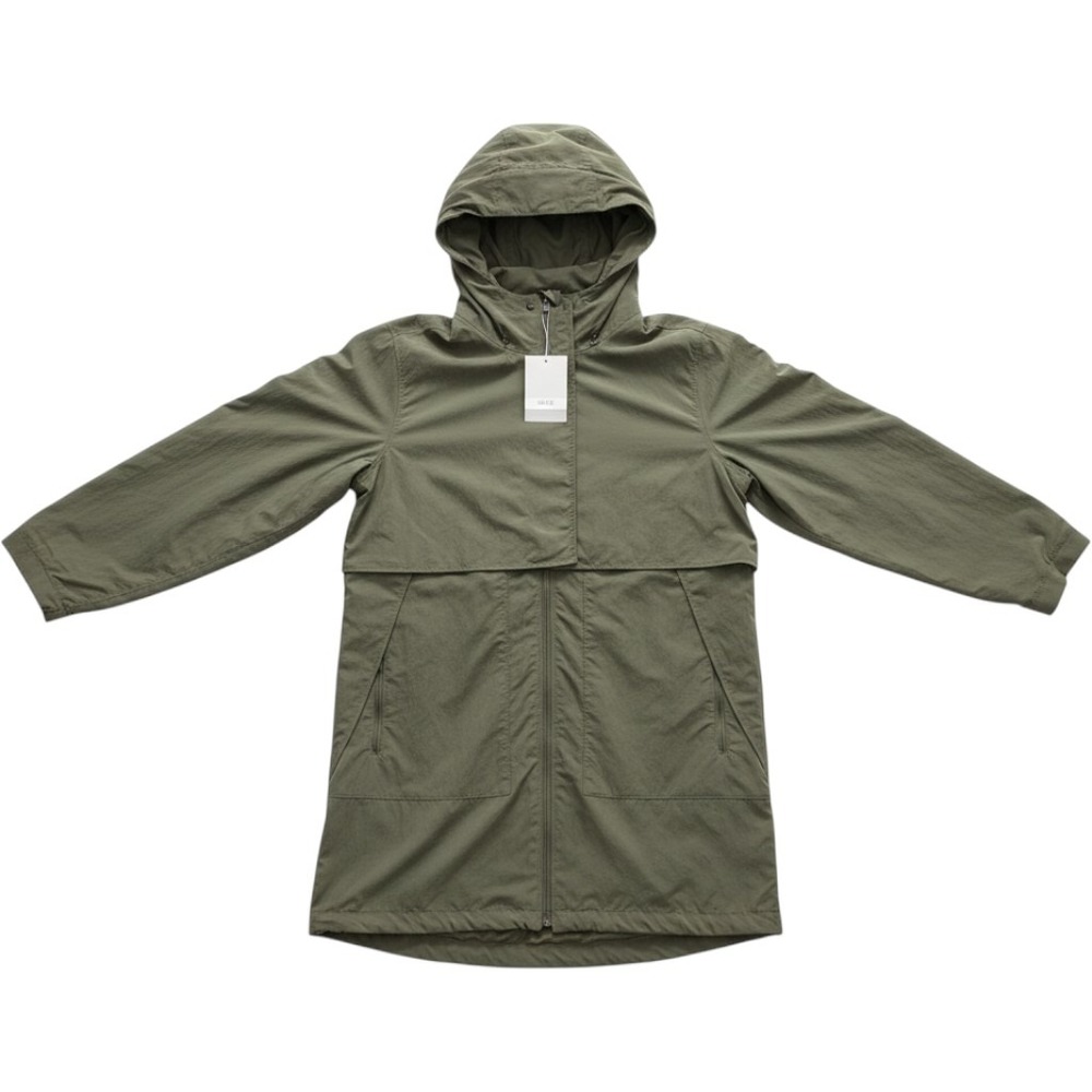 Lululemon Always Effortless Long Jacket Women 12 Olive Green Hooded Full Zipe